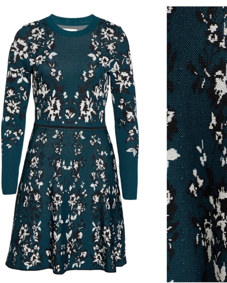 Eliza J Floral Long Sleeve Fit&Flare Sweater Dress - Picture 4 of 4